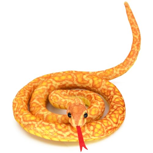 3.6-Foot Soft Snake Plush Toy - Realistic Yellow Stuffed Animal for Pranks and Gifts
