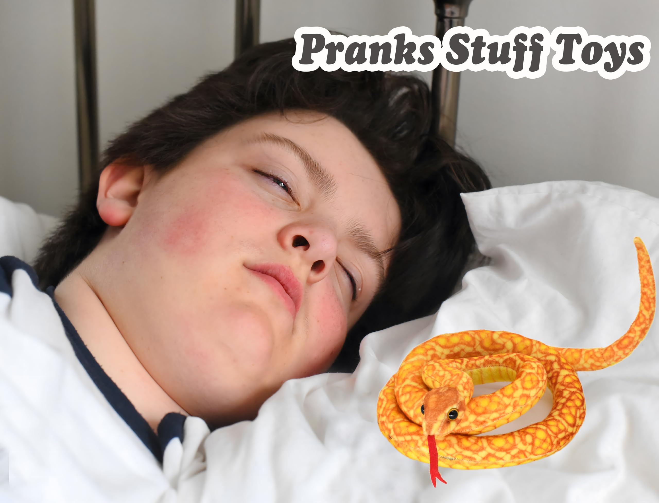 3.6-Foot Soft Snake Plush Toy - Realistic Yellow Stuffed Animal for Pranks and Gifts