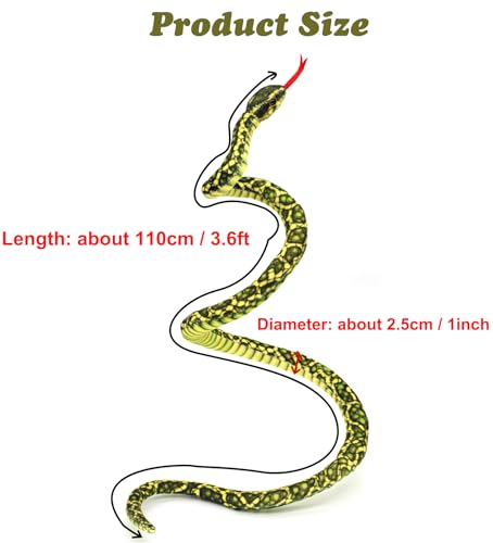 3.6-Foot Soft Snake Plush Toy - Realistic Yellow Stuffed Animal for Pranks and Gifts