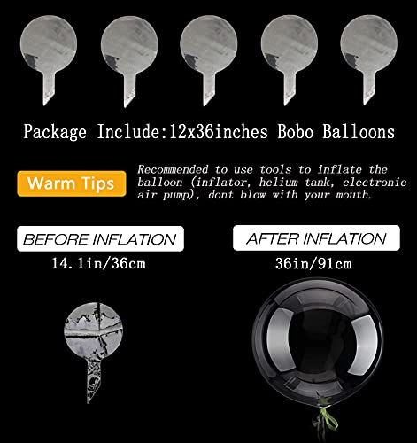 36 Inch Clear Bobo Balloons 12-Pack – Large TPU Bubble Balloons for Party Decor