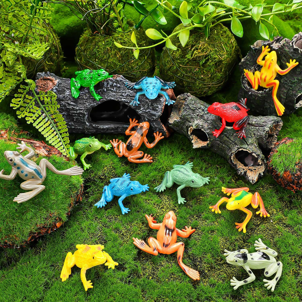 36 Mini Plastic Frog Toys – Realistic Small Frog Figures for Kids, Bulk Set for Dioramas, Sensory Play, and Bath Fun