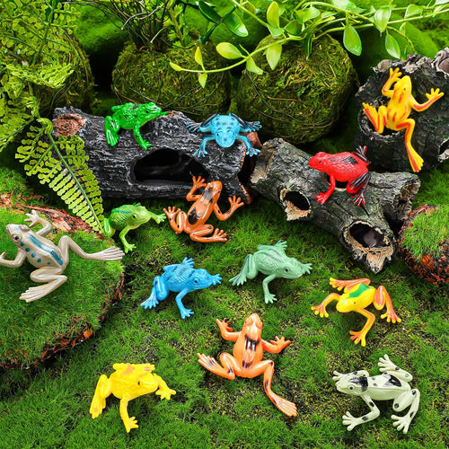 36 Mini Plastic Frog Toys – Realistic Small Frog Figures for Kids, Bulk Set for Dioramas, Sensory Play, and Bath Fun