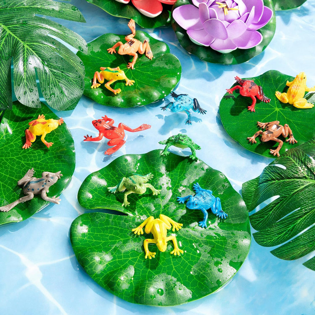 36 Mini Plastic Frog Toys – Realistic Small Frog Figures for Kids, Bulk Set for Dioramas, Sensory Play, and Bath Fun