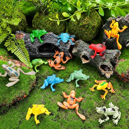 36 Mini Plastic Frog Toys – Realistic Small Frog Figures for Kids, Bulk Set for Dioramas, Sensory Play, and Bath Fun