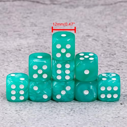 36-Pack 12mm Pearl Pattern Dice Set – Light Blue, with Plastic Box – for Yahtzee, Bunco, Math