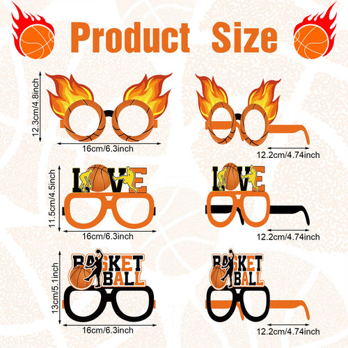 36 Pack Basketball Paper Glasses Frames – Party Favors, Photo Booth Props for Kids Sports Theme