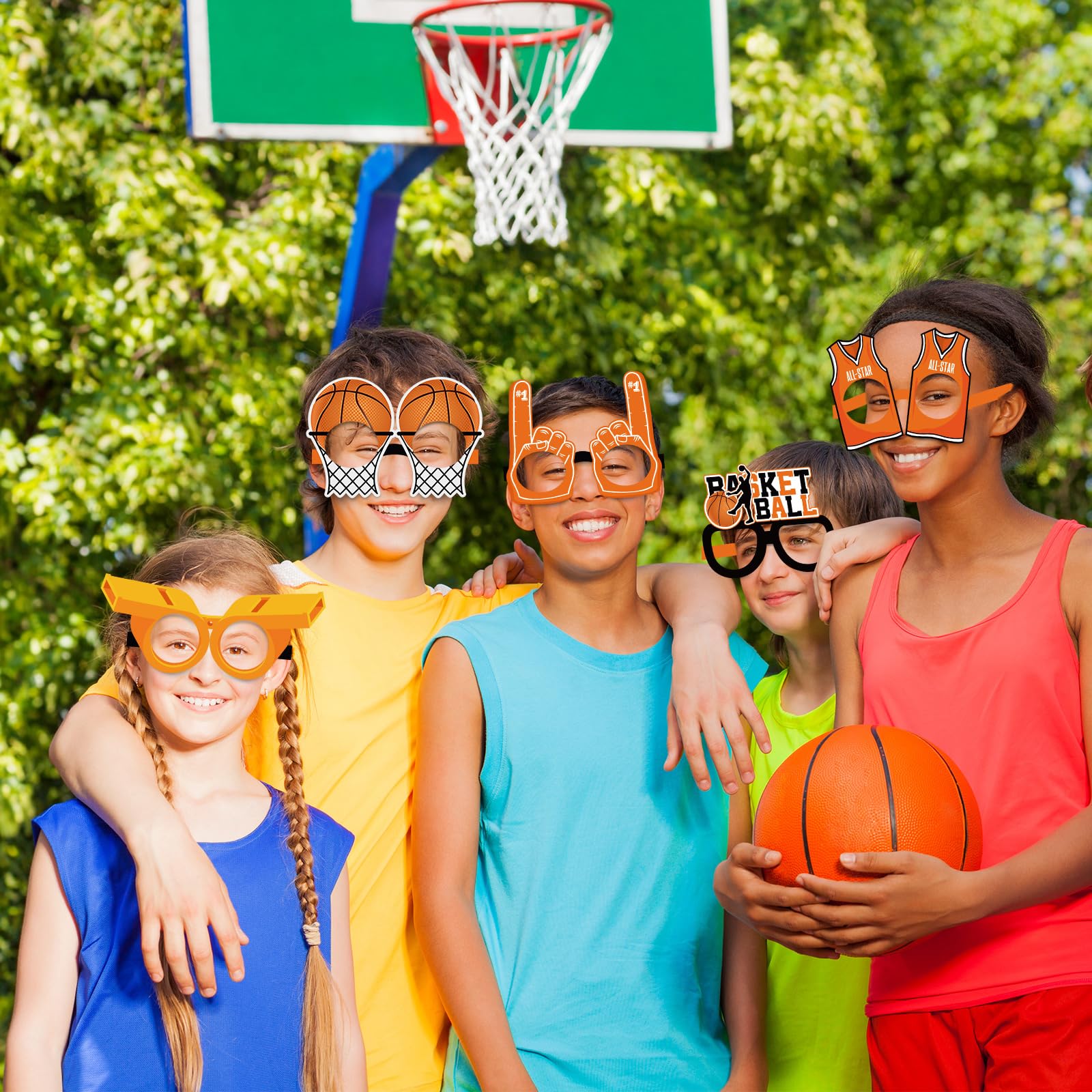36 Pack Basketball Paper Glasses Frames – Party Favors, Photo Booth Props for Kids Sports Theme