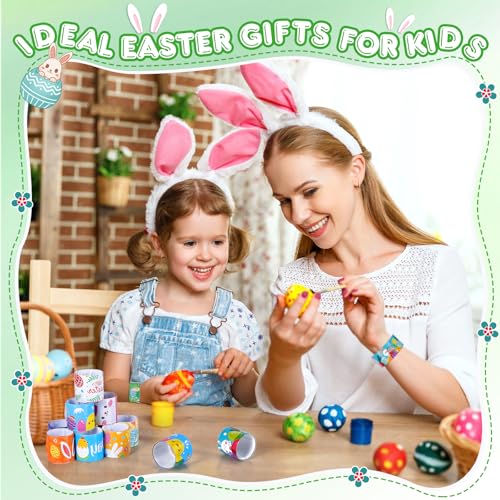 36-Pack Easter Slap Bracelets for Kids - 12 Cute Designs, Bulk Party Favors, Basket Stuffers