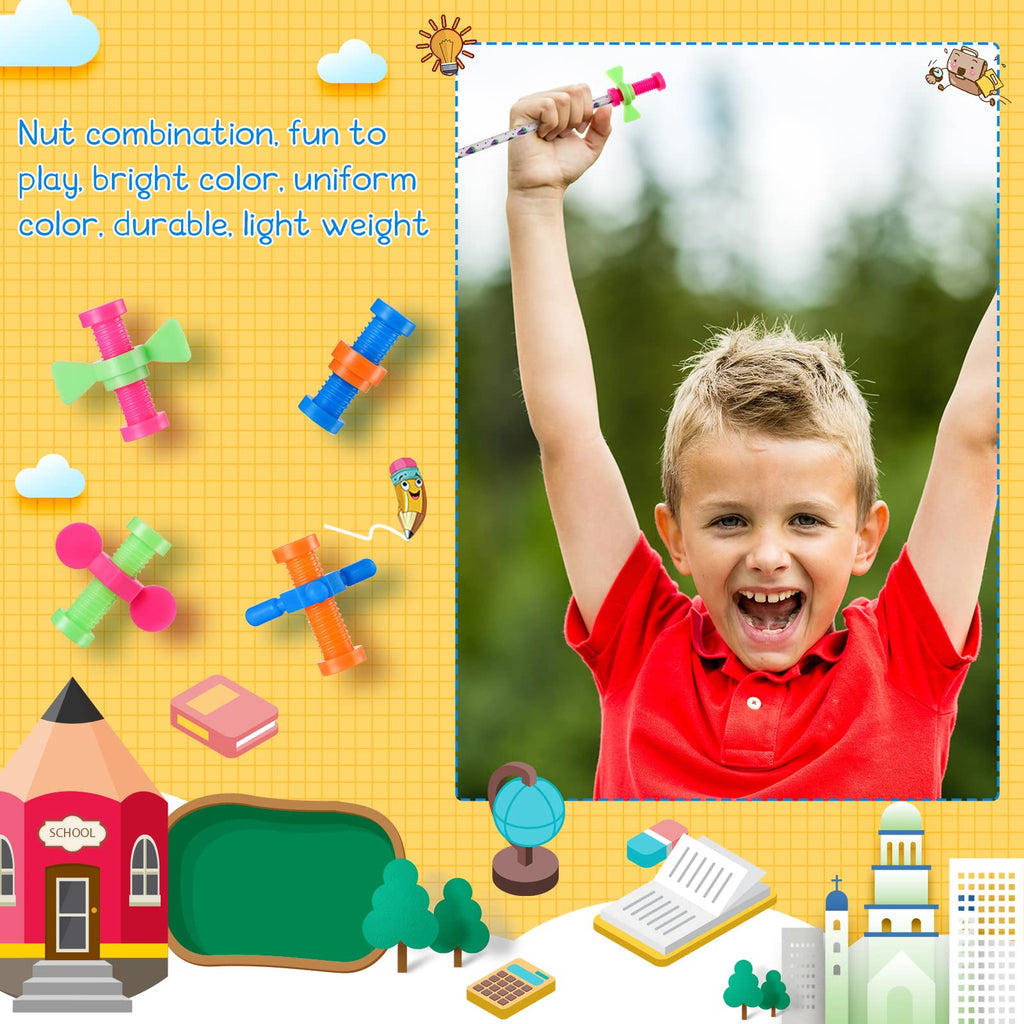 36 Pack Fidget Pencil Toppers – Colorful Plastic Spinning Tops for ADHD, Autism, Anxiety & Stress Relief