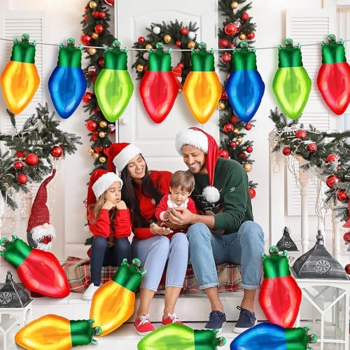 36 Pack Light Bulb Foil Balloons – Red, Green, Yellow, Blue Mylar Party Decorations