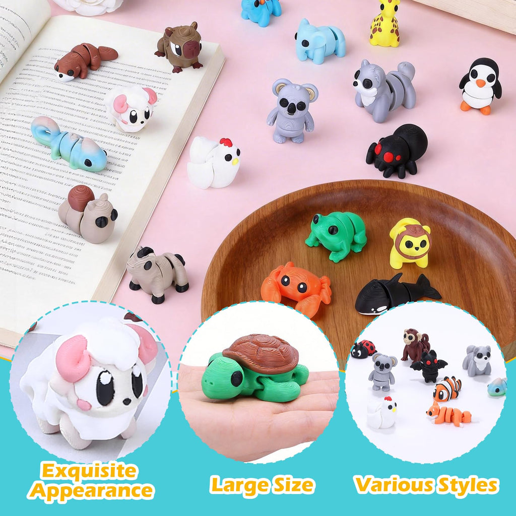 36-Piece 3D Printed Articulated Animal Set - Fidget Toys, Classroom Rewards, Party Favors