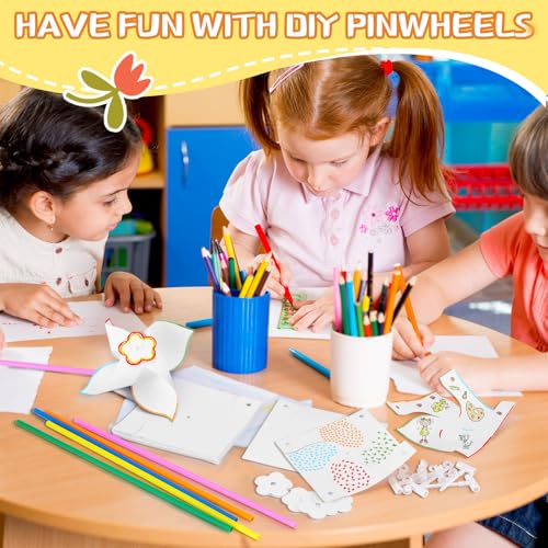 36-Piece DIY White Paper Pinwheels Craft Kit for Kids - Summer Activities Party Favors by Czlotyh