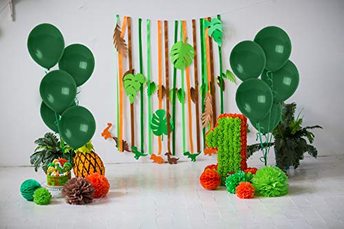 36 Pine Green Latex Balloons 12 Inch - Treasures Gifted with Ribbon for Birthdays & Baby Showers