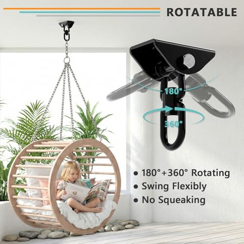 360° Rotating Hammock Hanging Kit - Heavy Duty 1200 lb Capacity Stainless Steel - SKYPHAROS Black