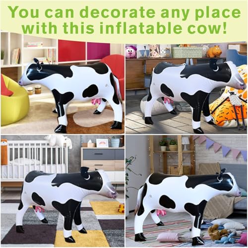37-Inch Inflatable Cow Balloon by ILEISURELY – Realistic Farm Animal Party Decor, PVC