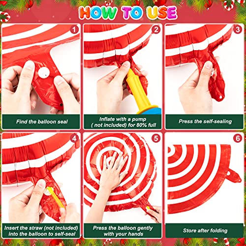 38-Piece Christmas Balloon Set - Red & Green Foil Mylar Balloons with Candy Cane Design for Party Decor