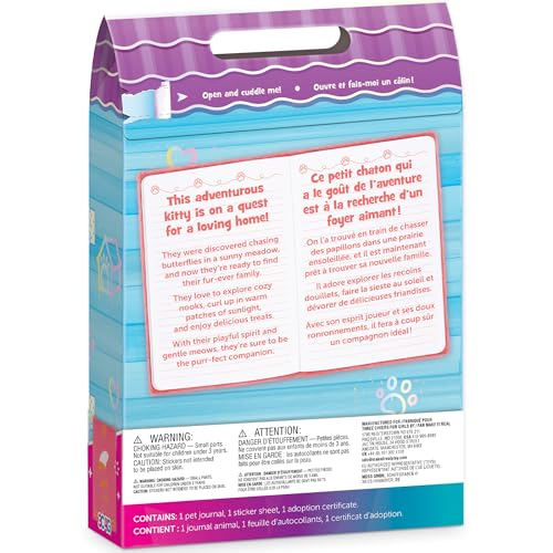 3C4G Happy Tails Cat Plush Journal – Pink Fuzzy Diary with Stickers and Adoption Certificate for Kids 6+