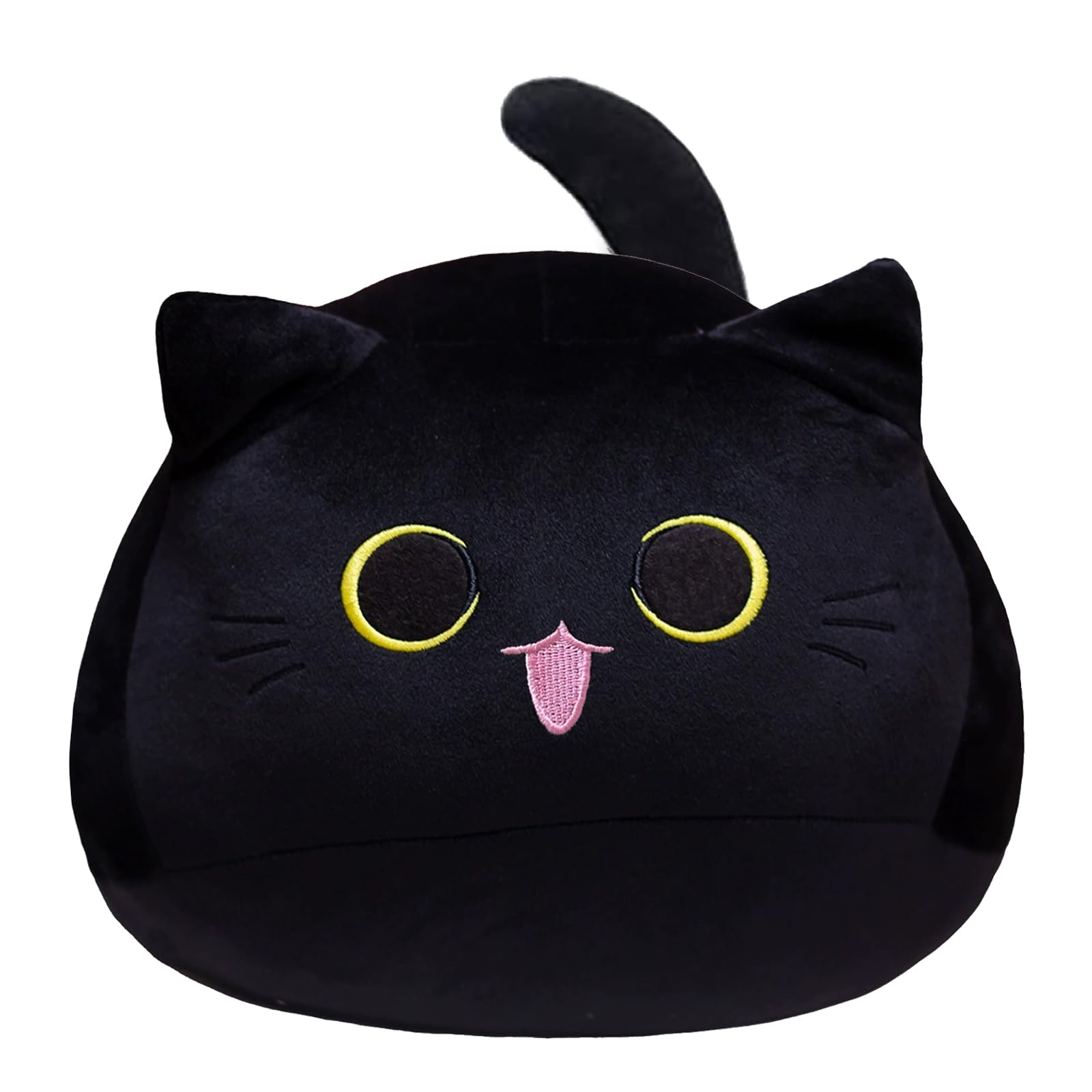 3D Black Cat Plush Pillow – Soft Stuffed Animal Toy for Decor and Comfort