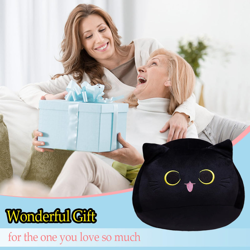 3D Black Cat Plush Pillow – Soft Stuffed Animal Toy for Decor and Comfort