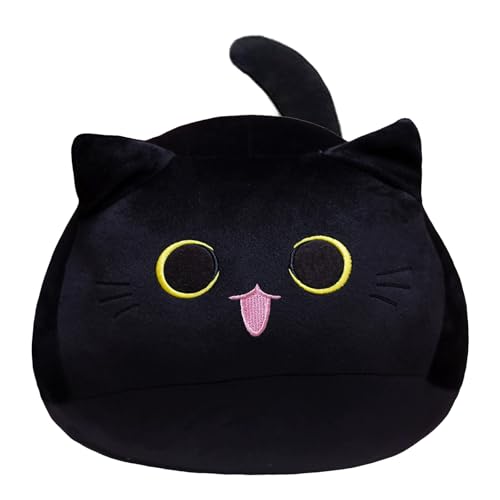 3D Black Cat Plush Pillow – Soft Stuffed Animal Toy for Decor and Comfort