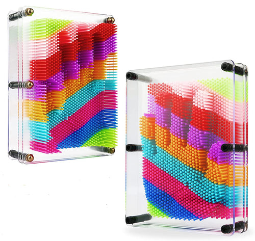 3D Pin Art Toy – Large Rainbow Plastic Pin Impression Board for Creative Play