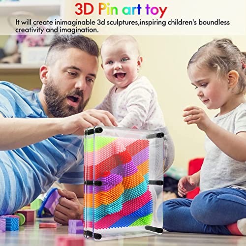 3D Pin Art Toy – Large Rainbow Plastic Pin Impression Board for Creative Play