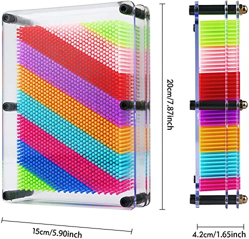 3D Pin Art Toy – Large Rainbow Plastic Pin Impression Board for Creative Play