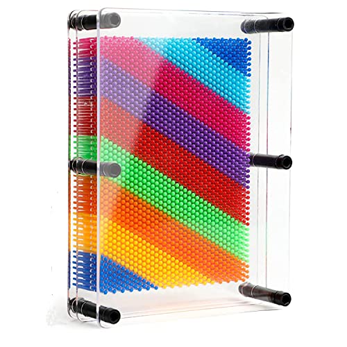 3D Pin Art Toy – Large Rainbow Plastic Pin Impression Board for Creative Play