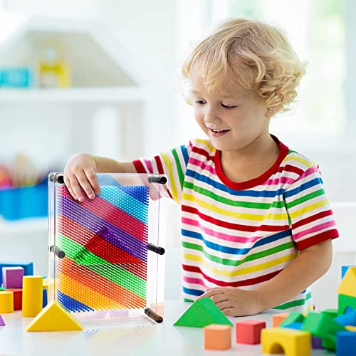 3D Pin Art Toy – Large Rainbow Plastic Pin Impression Board for Creative Play