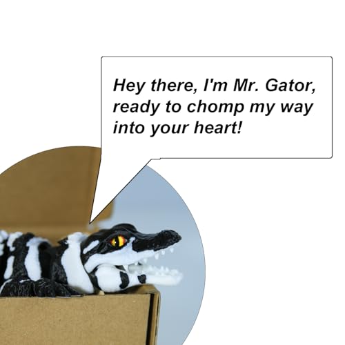 3D Printed Articulated Alligator Figurine – Black Flexible Poseable Animal Model by MildLion