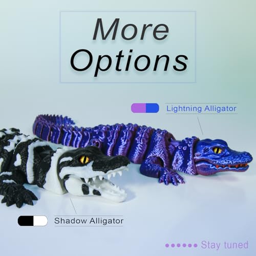 3D Printed Articulated Alligator Figurine – Black Flexible Poseable Animal Model by MildLion