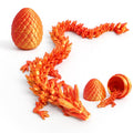 3D Printed Articulated Dragon with Mystery Egg – 12-Inch Flexible Crystal Dragon Toy for Teens & Adults, Unique Desk Decor (Red Gold)