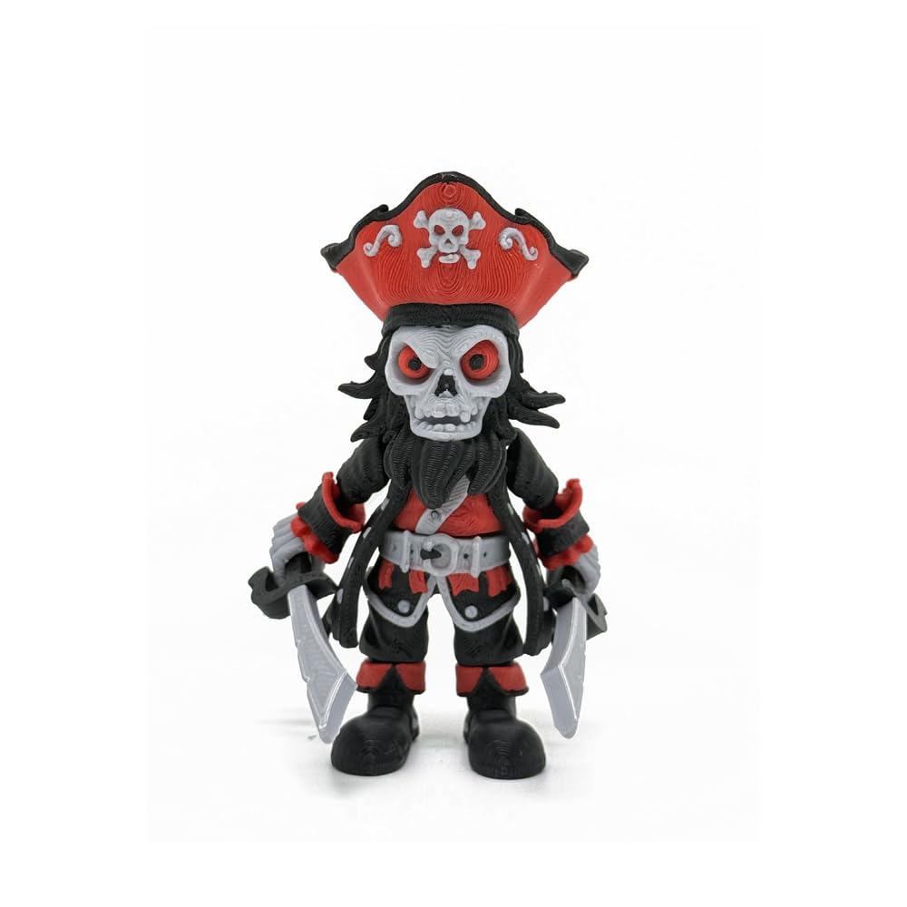 3D Printed Articulated Skeleton Pirate – 8-Inch Poseable Desk Decor from 3DGYXSH