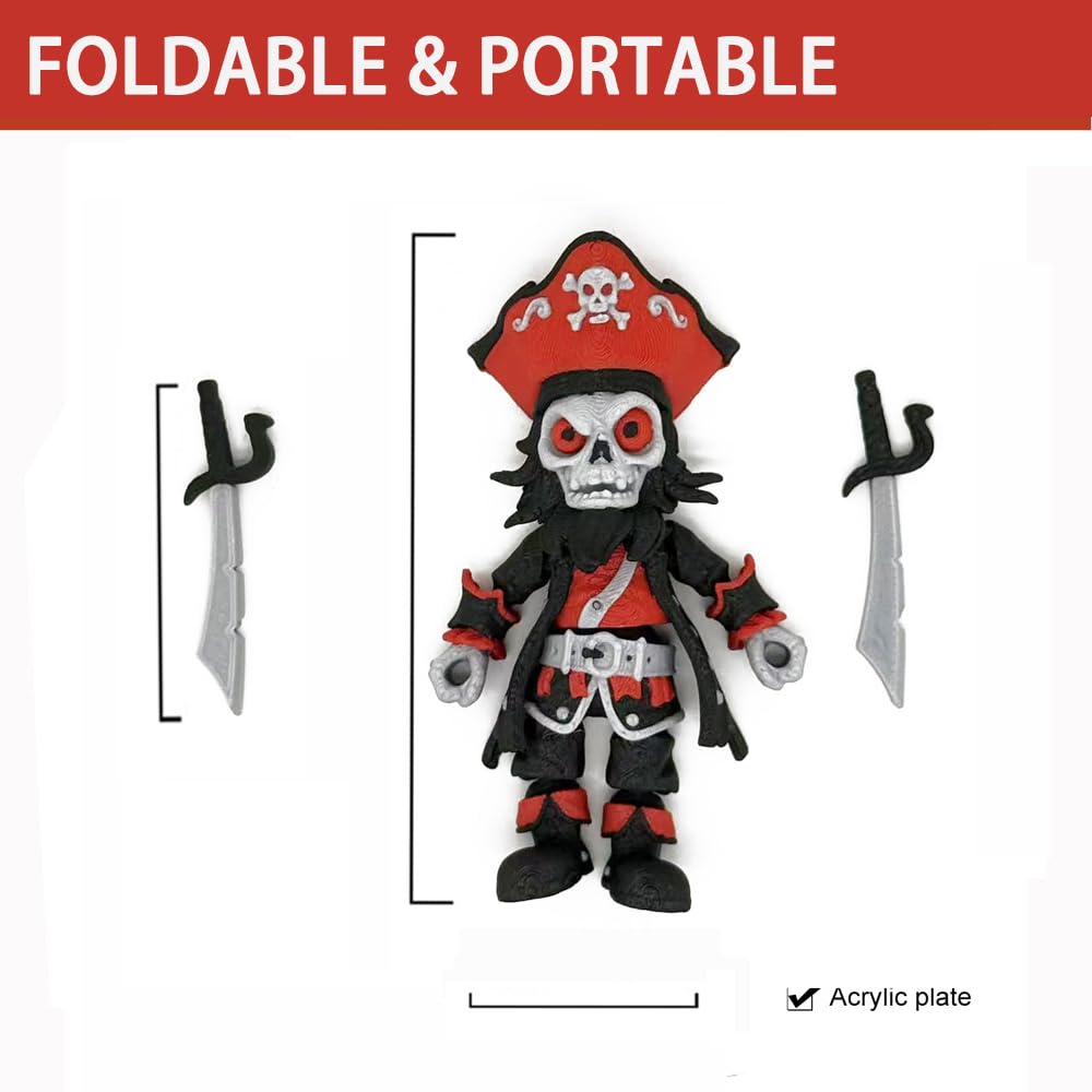 3D Printed Articulated Skeleton Pirate – 8-Inch Poseable Desk Decor from 3DGYXSH