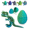 3D Printed Dinosaur Egg with Articulated Tyrannosaurus Rex – Tri-Color PLA Fidget Toy for Easter Basket Stuffers (Blue Green)