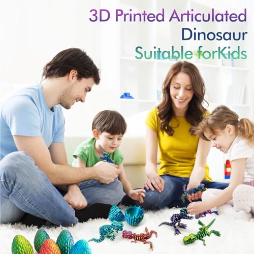 3D Printed Dinosaur in Mystery Crystal Egg – Articulated T-Rex Fidget Toy, Stress Relief, PLA