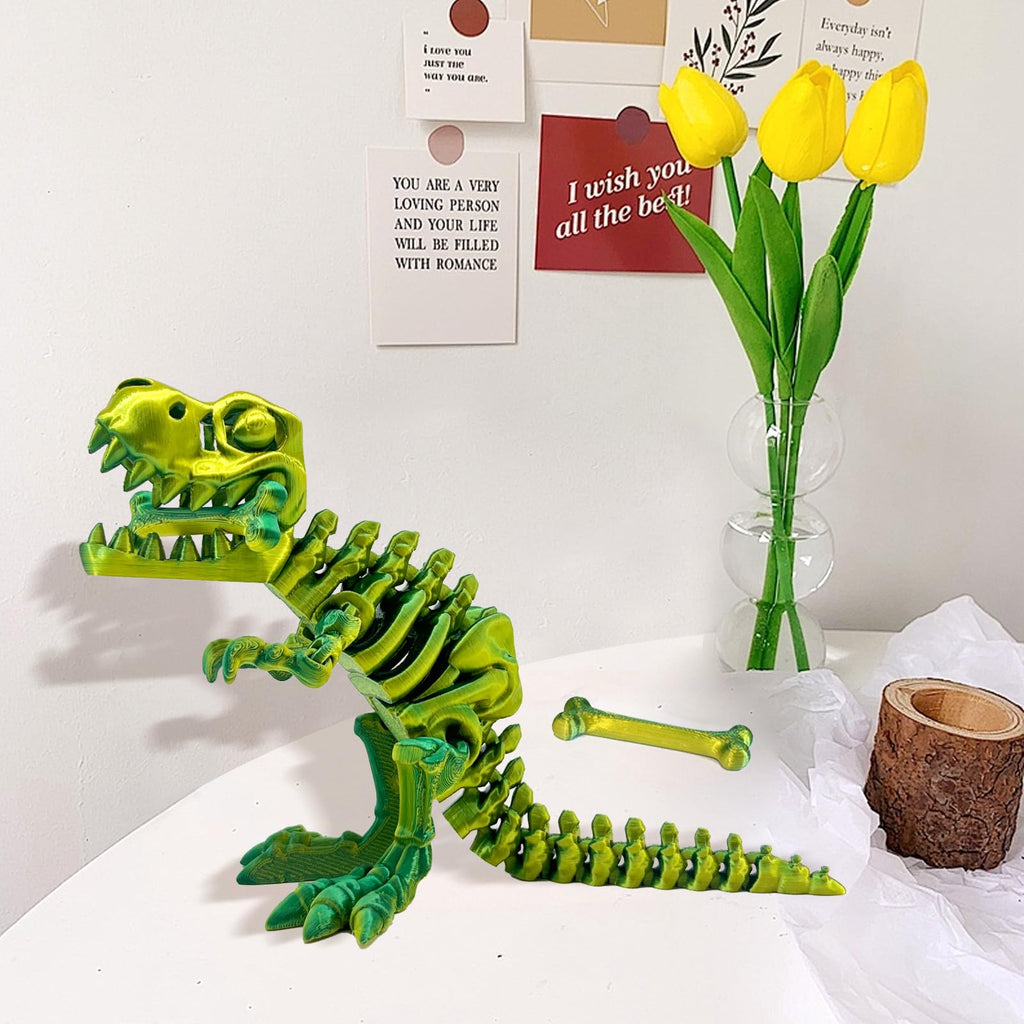 3D Printed Dinosaur in Mystery Crystal Egg – Articulated T-Rex Fidget Toy, Stress Relief, PLA