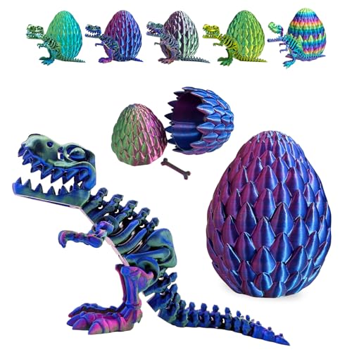 3D Printed Dinosaur Toy – Articulated T-Rex in a Mystery Crystal Dragon Egg