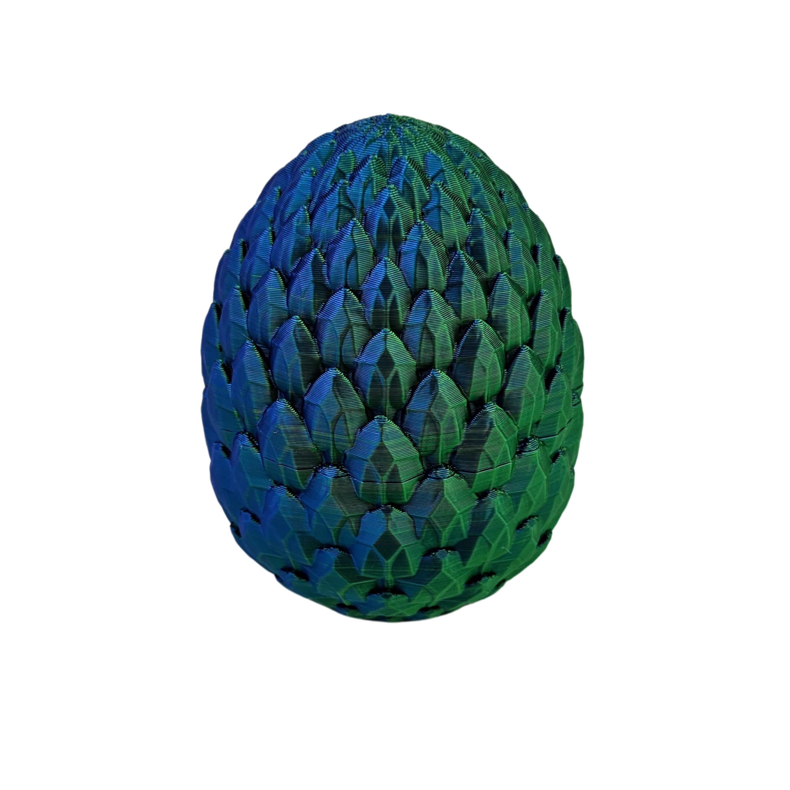 3D Printed Dragon Egg Articulating Gemstone Dragon - 13 Inch Soft Touch Fidget Toy (Blue Green Silk)