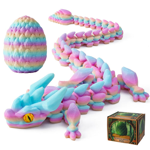 3D Printed Dragon Egg with Articulated Dragon Inside - 12 Inch Fidget Toy, Eco-Friendly PLA, Decorative Gift