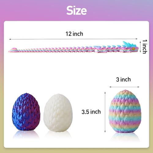 3D Printed Dragon Egg with Articulated Dragon Inside - 12 Inch Fidget Toy, Eco-Friendly PLA, Decorative Gift