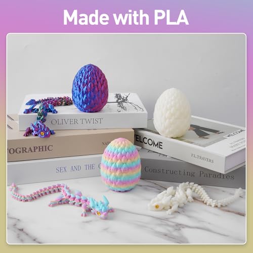 3D Printed Dragon Egg with Articulated Dragon Inside - 12 Inch Fidget Toy, Eco-Friendly PLA, Decorative Gift