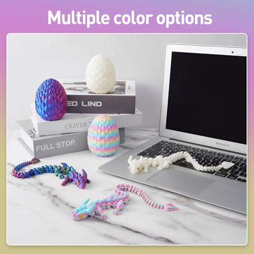 3D Printed Dragon Egg with Articulated Dragon Inside - 12 Inch Fidget Toy, Eco-Friendly PLA, Decorative Gift