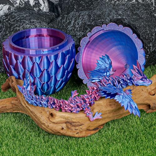 3D Printed Dragon Egg with Articulated Flying Dragon – Collectible Toy for Adults & Kids (Purple, M)