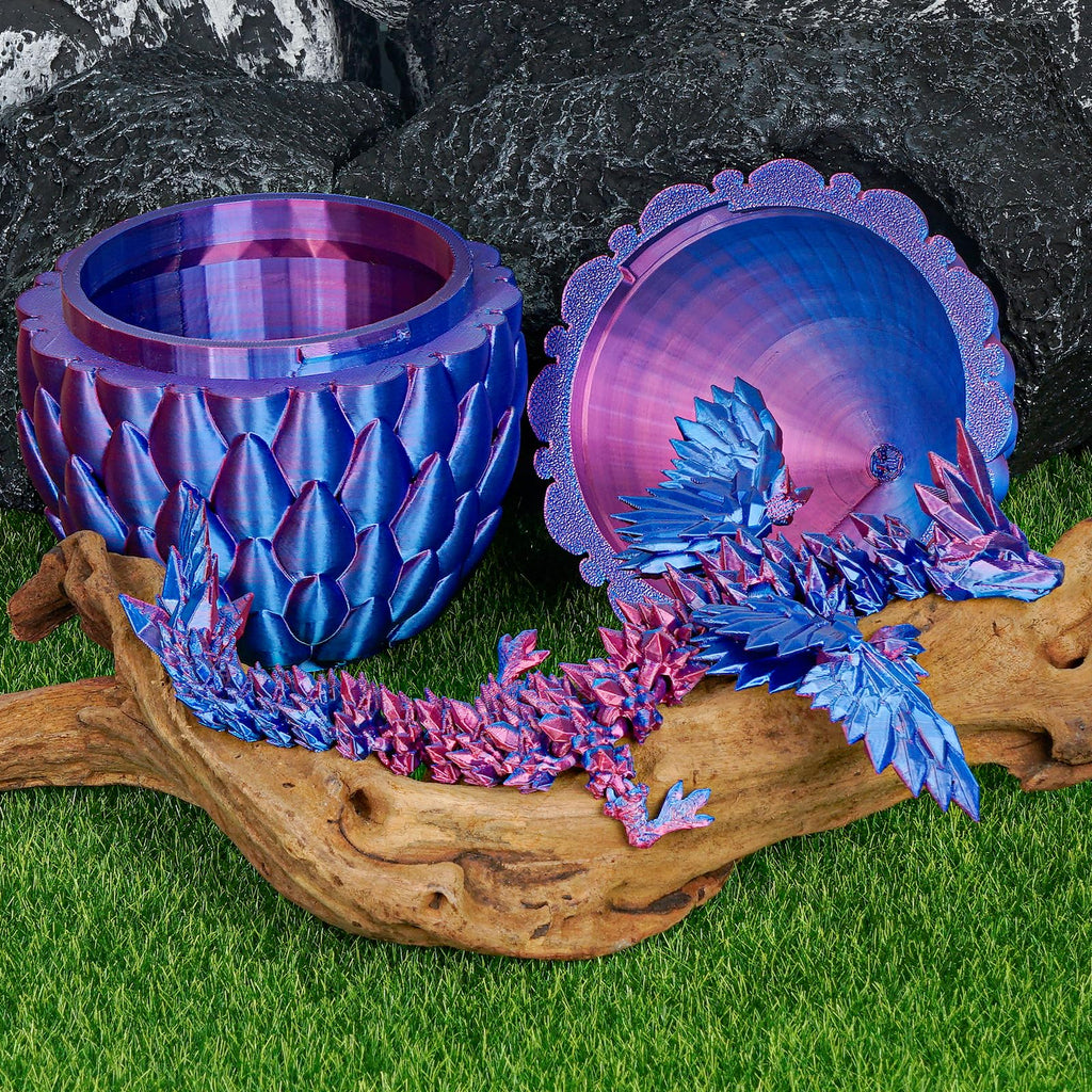 3D Printed Dragon Egg with Articulated Flying Dragon – Collectible Toy for Adults & Kids (Purple, M)
