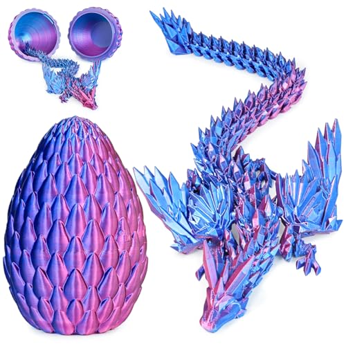 3D Printed Dragon Egg with Articulated Flying Dragon – Collectible Toy for Adults & Kids (Purple, M)
