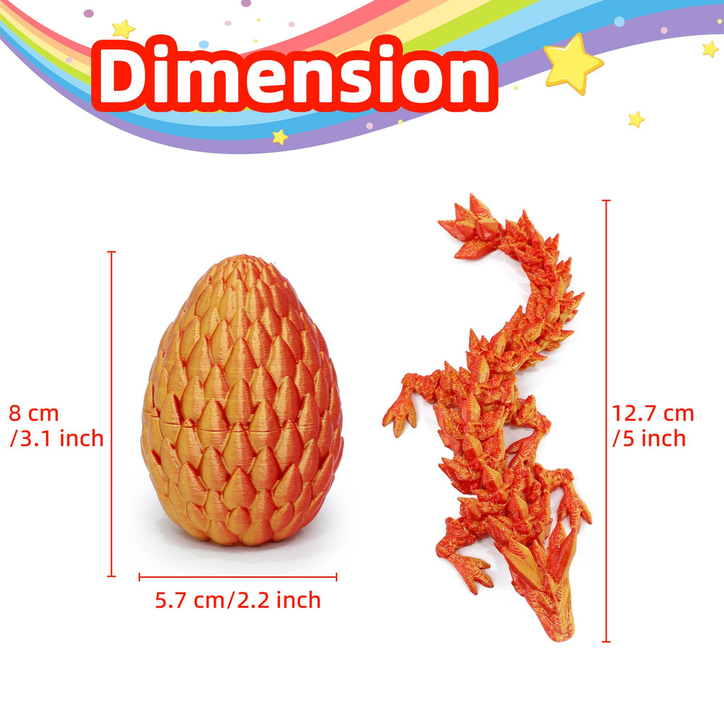 3D Printed Dragon Eggs 4-Pack – Mini Eggs with Dragons Inside, Cute Party Favors, Surprise Gift for Kids (Ages 6+)