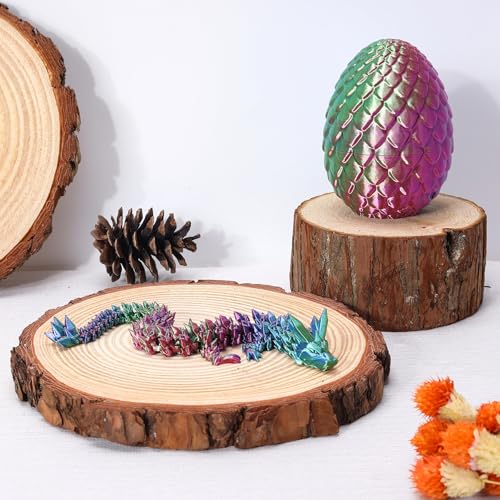 3D Printed Dragon Surprise Egg Toy - Flexible Hinged Dragon Inside Crystal Egg, Unique Gift for Kids and Collectors (Yellow & Green)