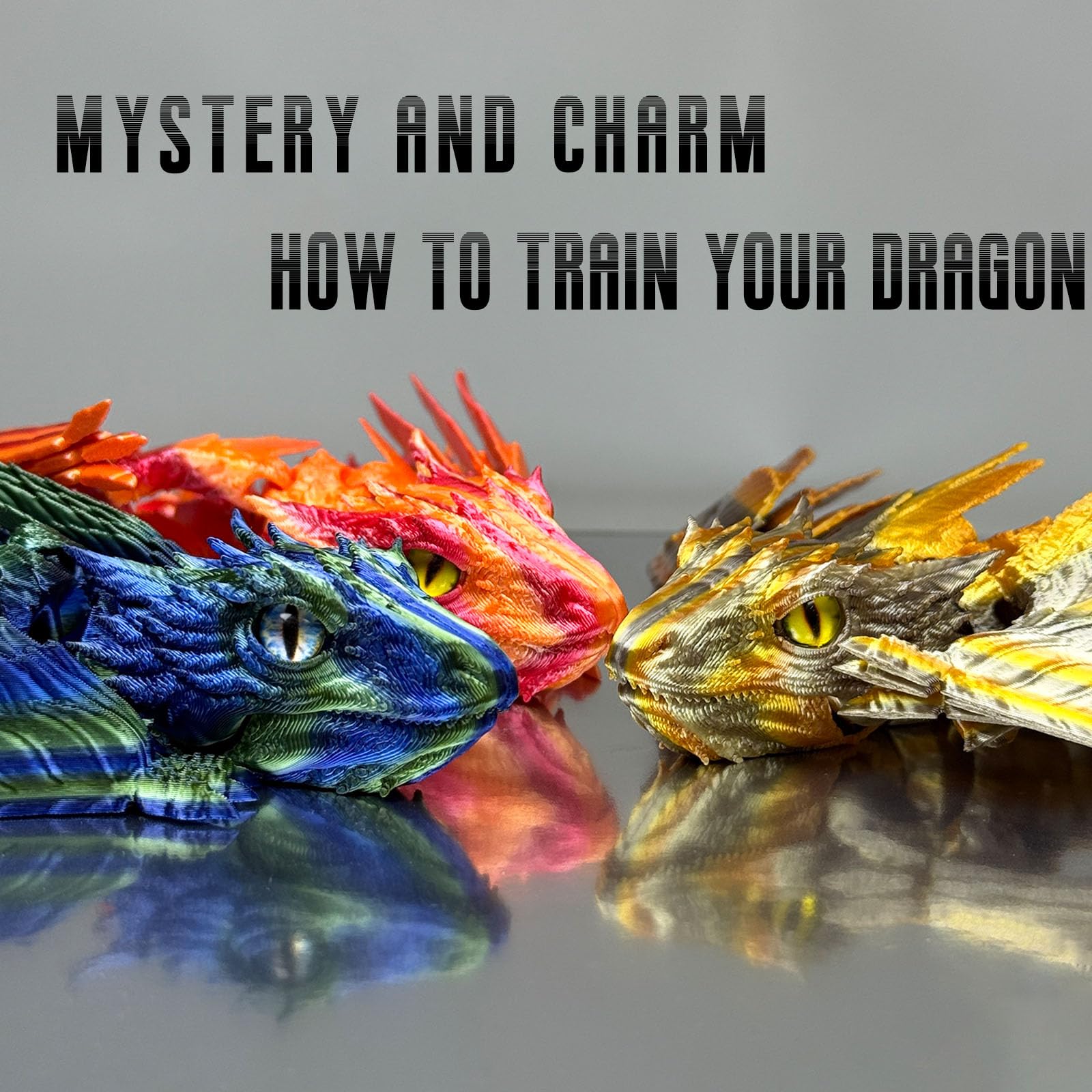 3D Printed Feathered Wyvern Dragon – Articulated Winged Dragon Figurine, Desktop Pet, Fantasy Collectible (Black Rose Red)