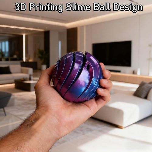 3D Printed Fidget Ball Toy - Purple Liquid Flow Gear Stress Relief